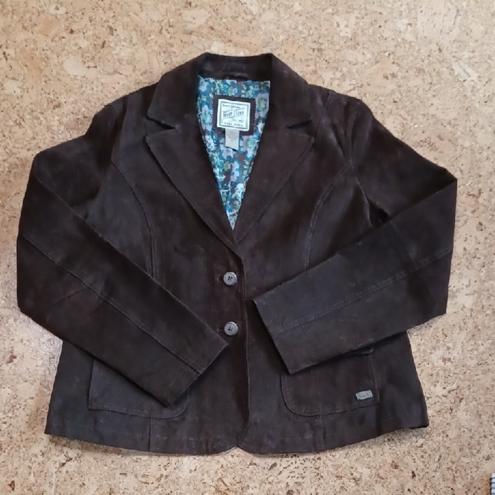 Ruff Hewn Women's Brown Suede Lined Blazer Size XL